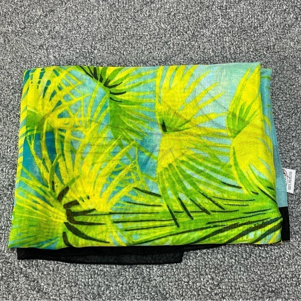 Palm Court Tropical Scarf Wrap Shawl Sheer Beach One Size Cover Up 62X38
